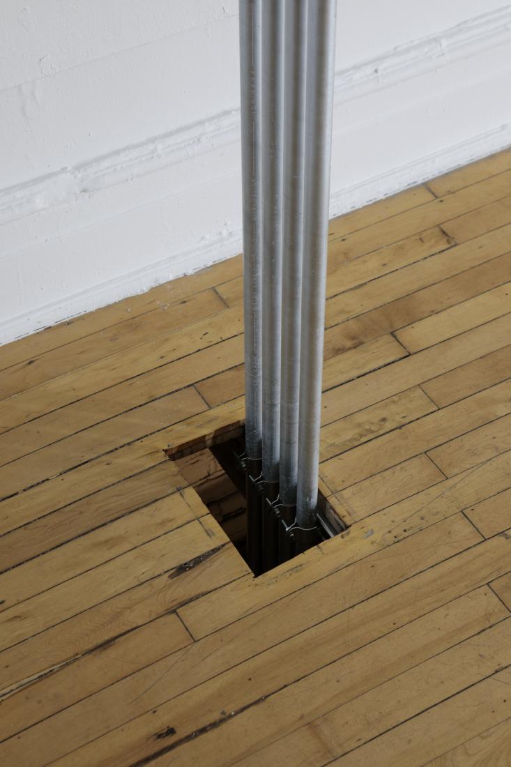 Western Standards K80X4, 2019. Dimension variable. Electrical conduit connected to building's power supply, 4 LED lamps, existing architecture