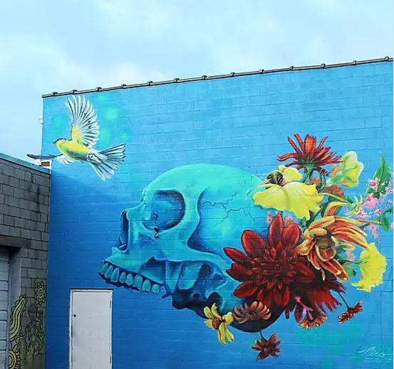 Nico Cathcart, Species in Peril, 30' x 25' mural on RVA Createspace. Richmond VA