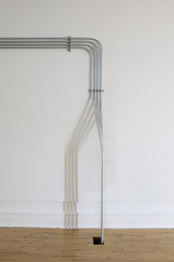 Western Standards K80X4, 2019. Dimension variable. Electrical conduit connected to building's power supply, 4 LED lamps, existing architecture
